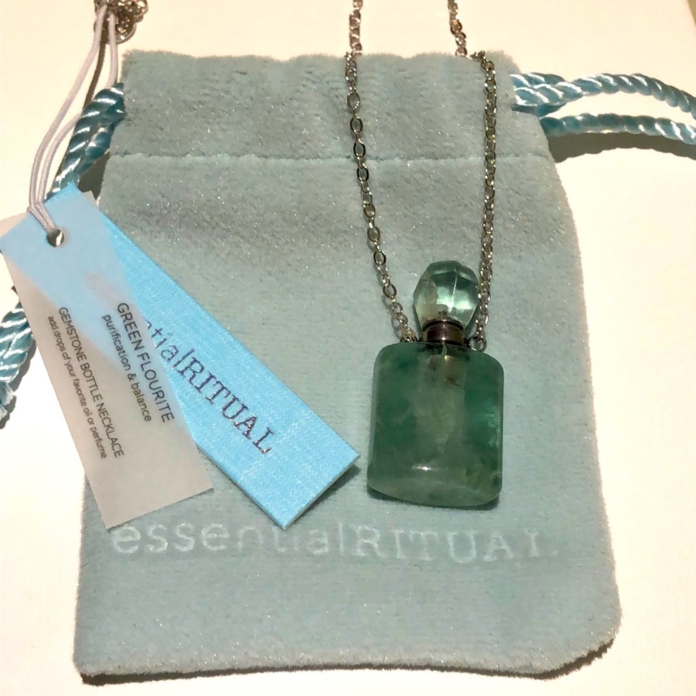 Essential Ritual Green Fluorite Silver Tone Purification & Balance Necklace